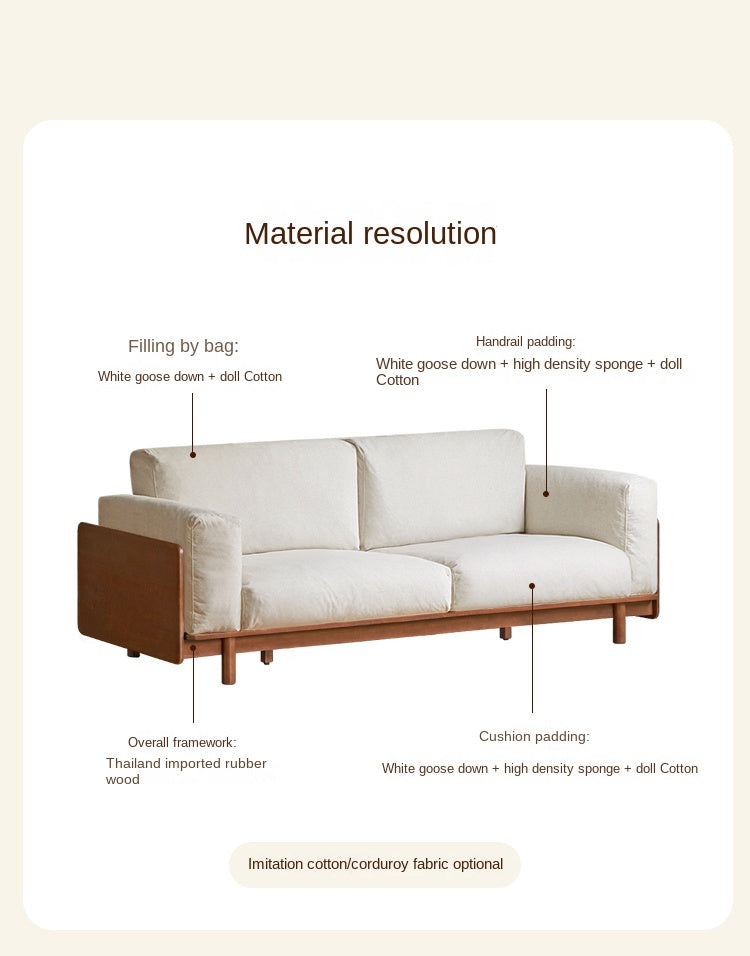 Rubber Solid Wood Fabric Sofa Ancient Style