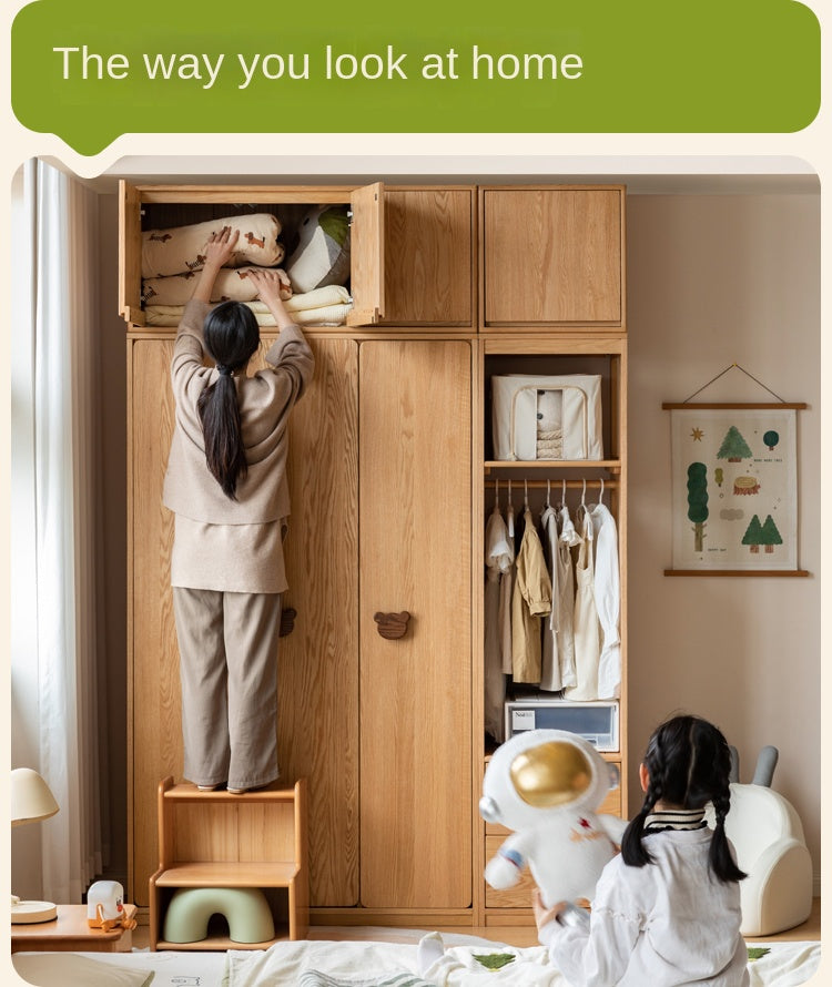 Oak Solid Wood Children's Wardrobe