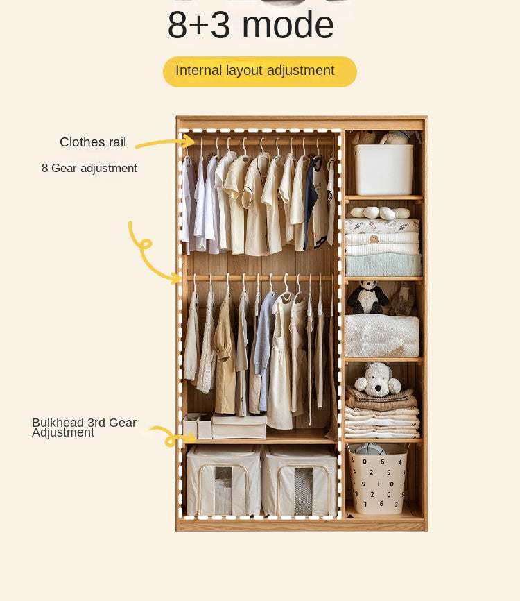 Oak Solid Wood Children's Wardrobe