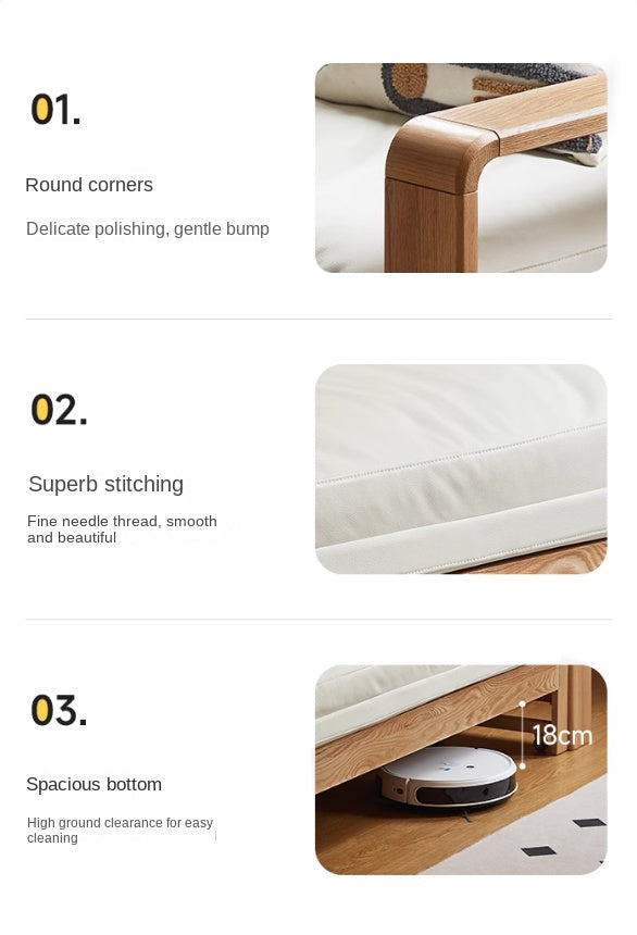Oak Solid Wood Nordic Telescopic Sofa Bed