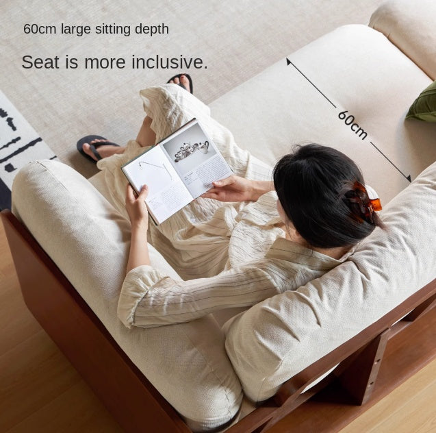 Rubber Solid Wood Fabric Sofa Ancient Style