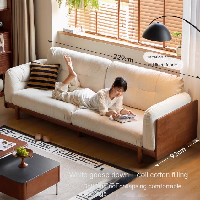 Rubber Solid Wood Fabric Sofa Ancient Style