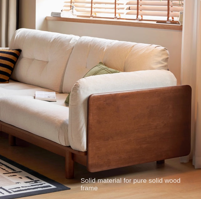 Rubber Solid Wood Fabric Sofa Ancient Style