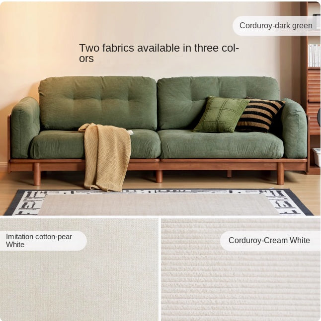 Rubber Solid Wood Fabric Sofa Ancient Style