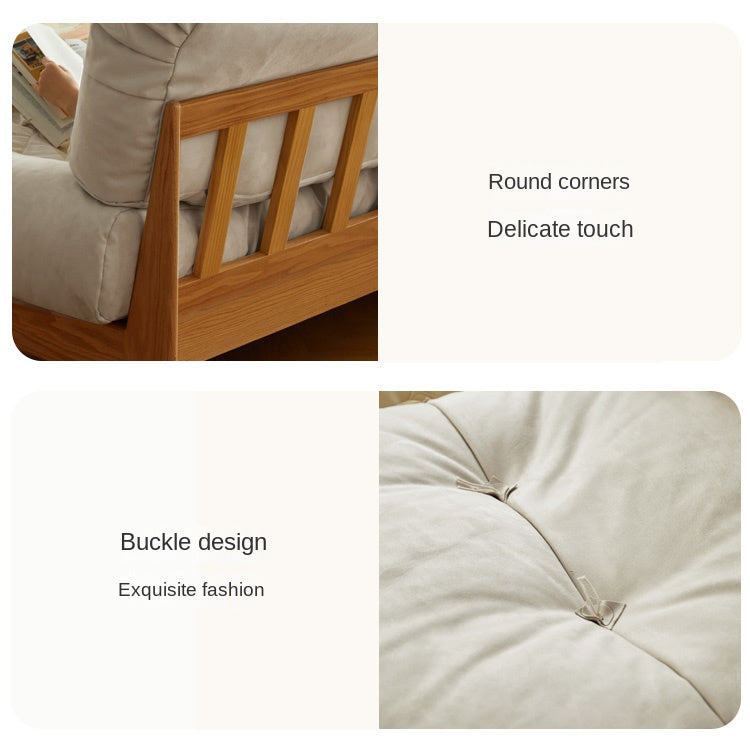 Oak Solid Wood Modern Nordic Suede Cloud Sofa