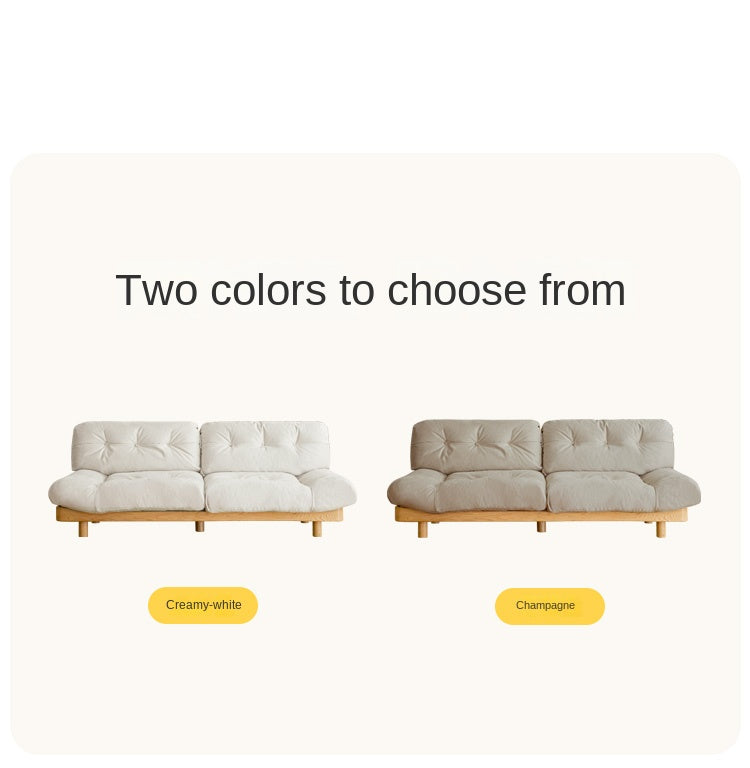 Oak Solid Wood Modern Nordic Suede Cloud Sofa