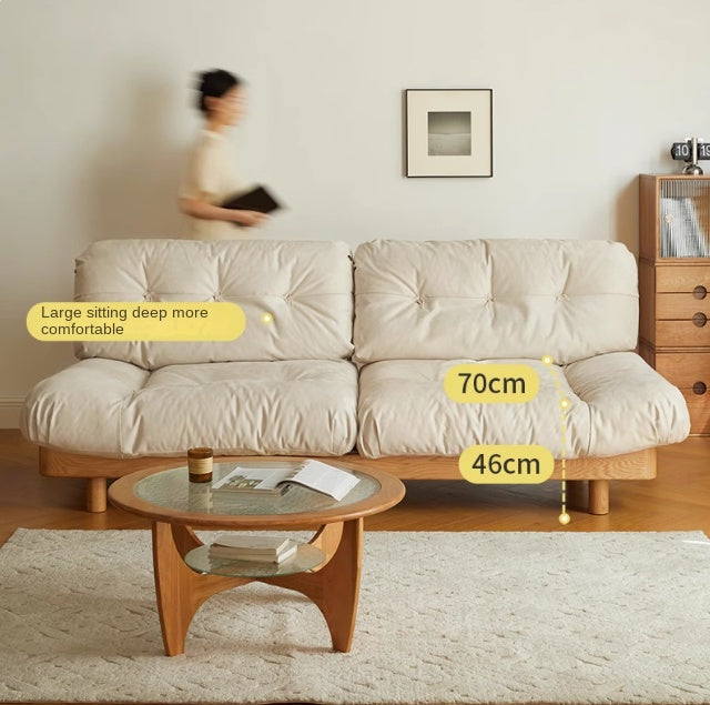 Oak Solid Wood Modern Nordic Suede Cloud Sofa