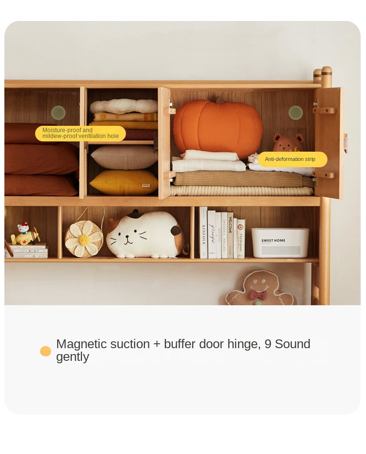 Oak Solid Wood Kids Storage Bed with Built-In Bookcase Headboard and Lift Storage