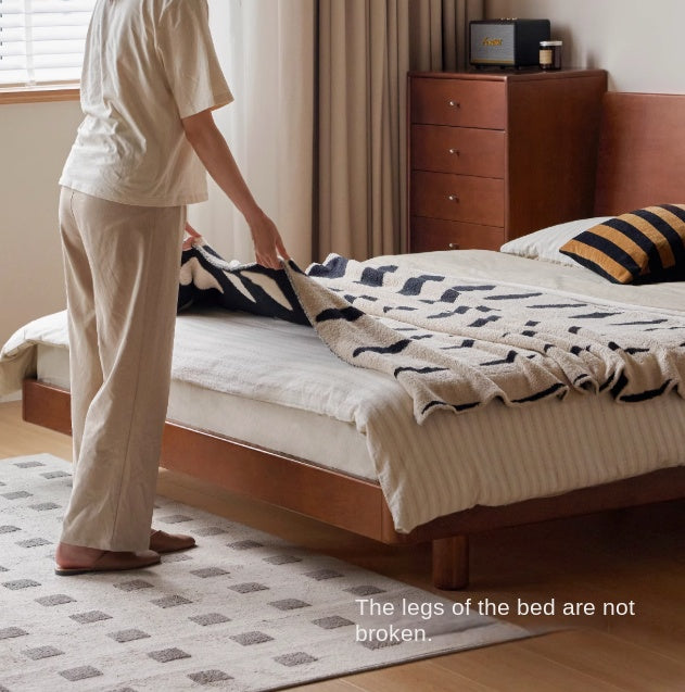 Rubber Solid Wood Antique color Bed
