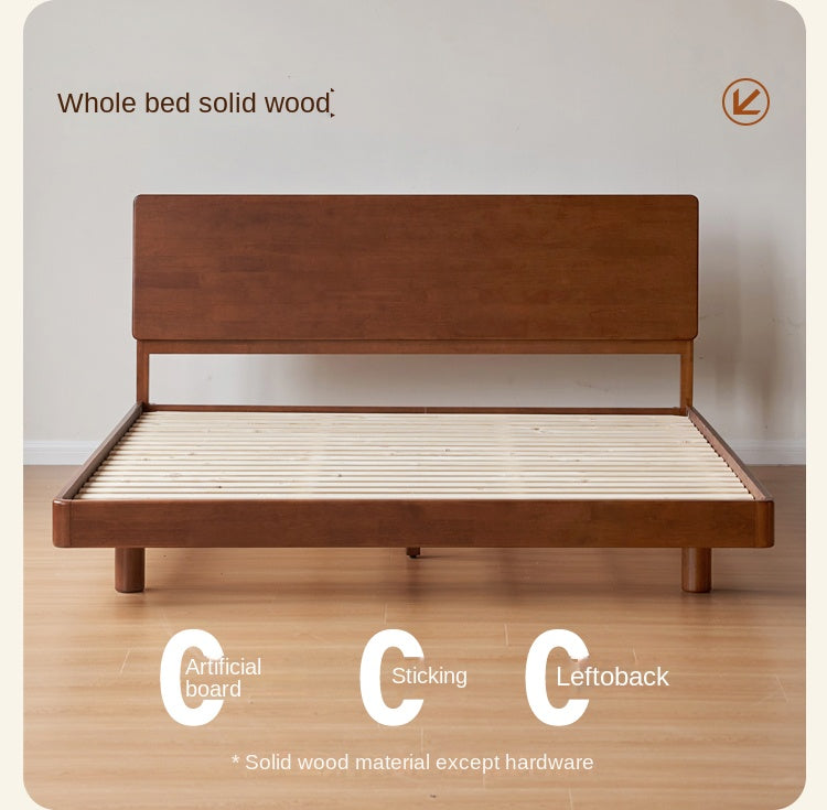 Rubber Solid Wood Antique color Bed
