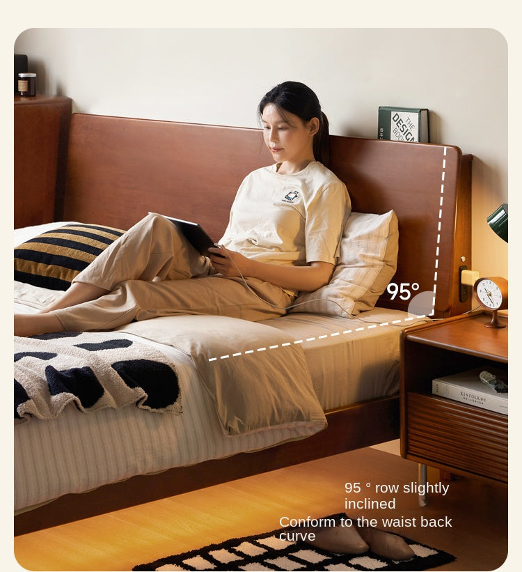 Rubber Solid Wood Antique color Bed