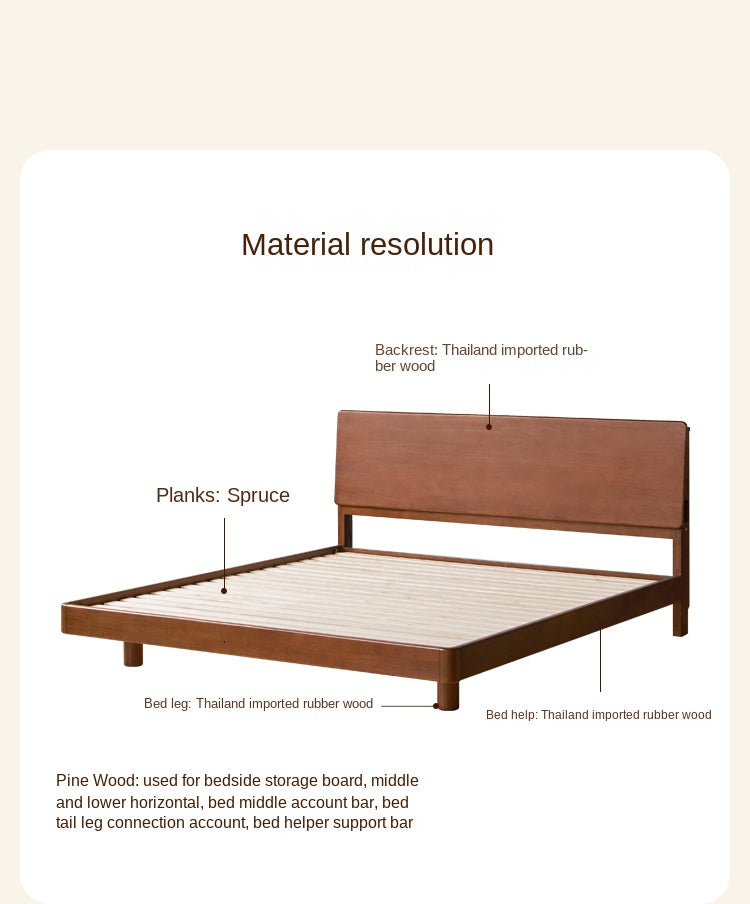 Rubber Solid Wood Antique color Bed