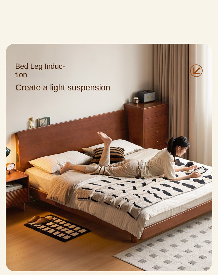 Rubber Solid Wood Antique color Bed