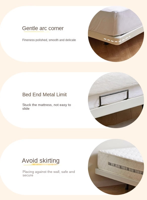 Rubber Solid Wood Creamy White Tatami Suspended Bed