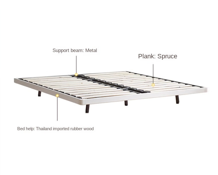Rubber Solid Wood Creamy White Tatami Suspended Bed