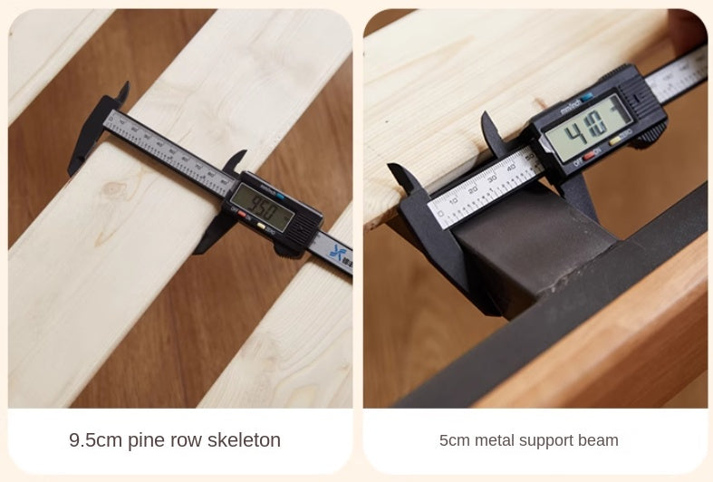 Rubber Solid Wood Creamy White Tatami Suspended Bed