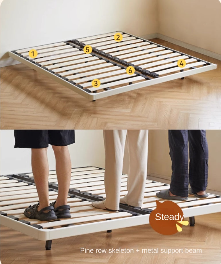 Rubber Solid Wood Creamy White Tatami Suspended Bed