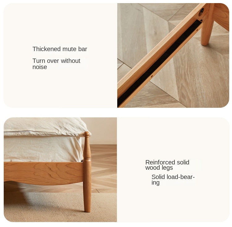 Cherry Solid Wood Modern French Retro Bed
