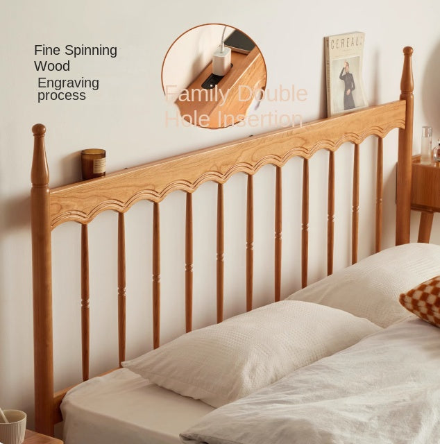 Cherry Solid Wood Modern French Retro Bed