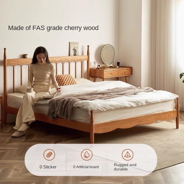 Cherry Solid Wood Modern French Retro Bed