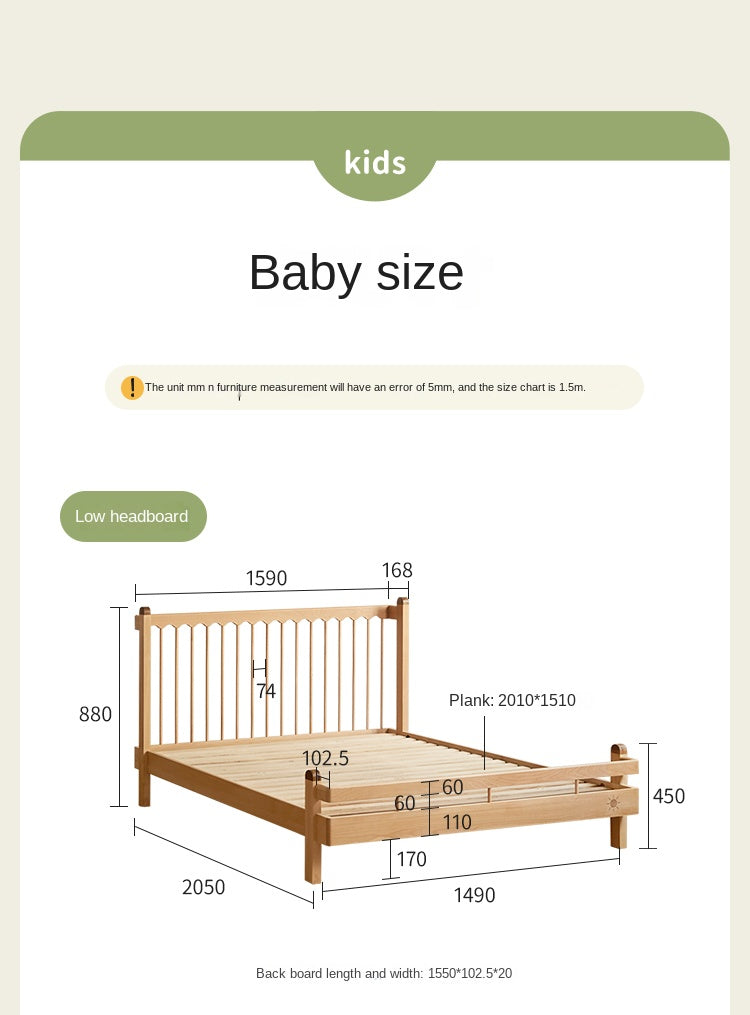 European Beech Solid Wood Modern Children's Bed