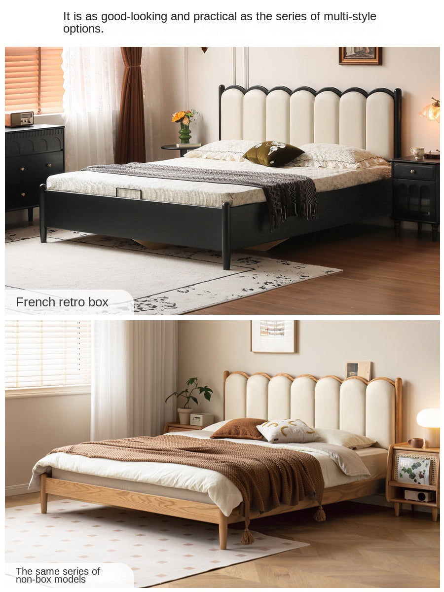 Oak Solid Wood Leather Piano Key Storage Box Bed