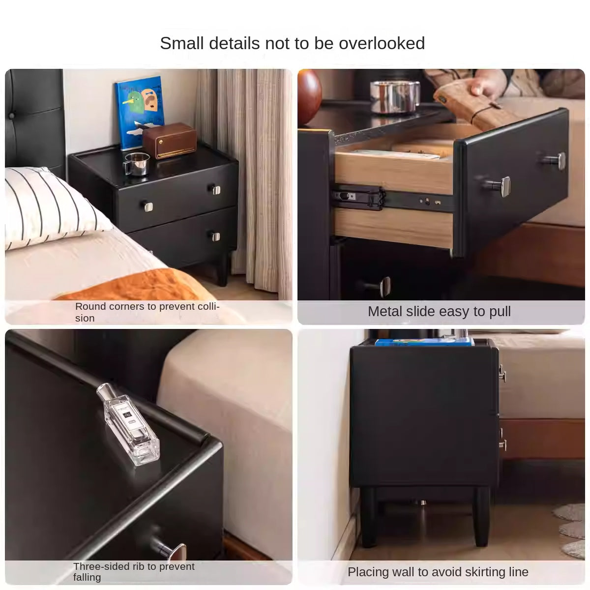 Rubber Solid Wood Classic Nightstand