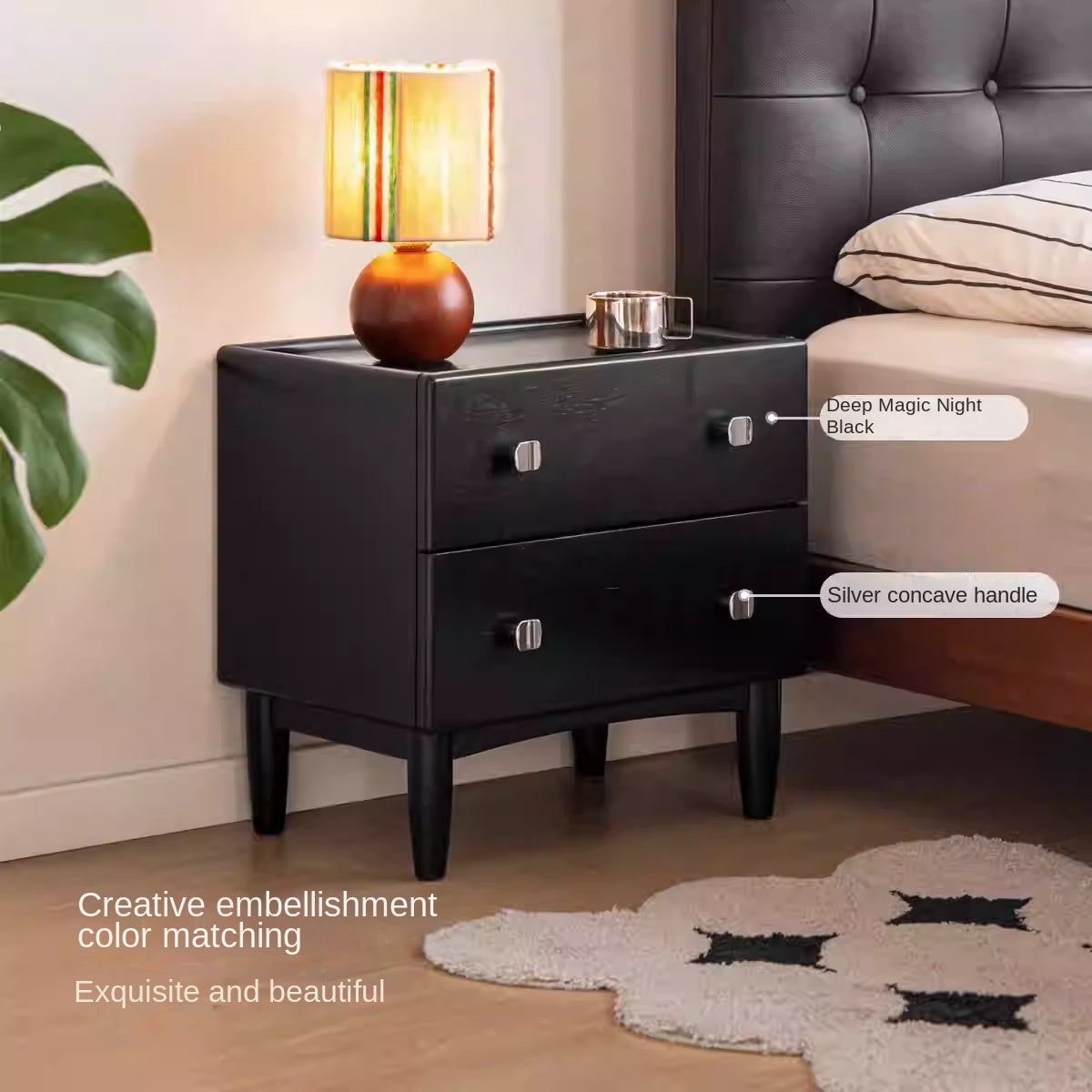 Rubber Solid Wood Classic Nightstand
