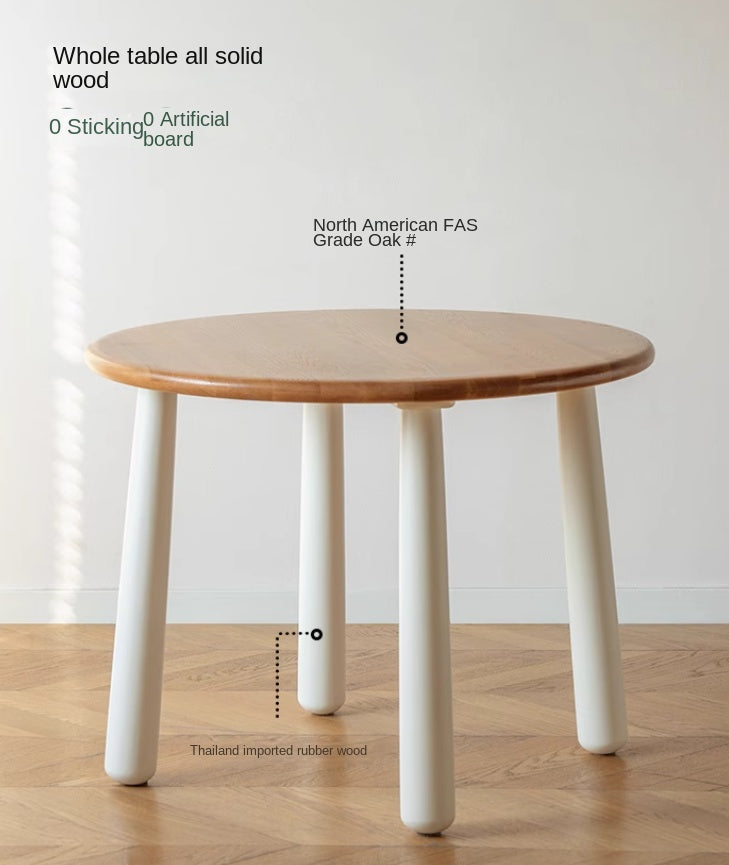 Oak Solid Wood Modern Round Negotiation Dining Table