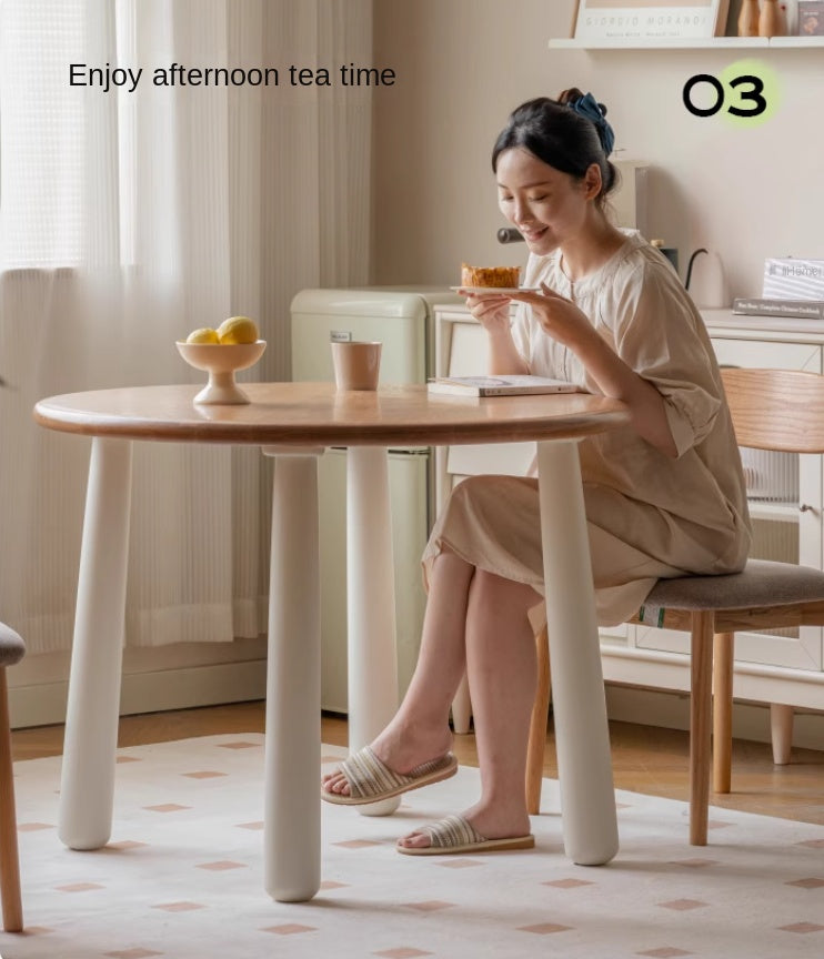 Oak Solid Wood Modern Round Negotiation Dining Table