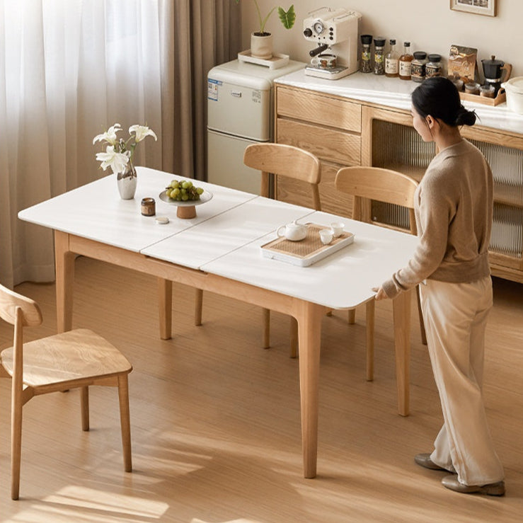 Beech Solid Wood Rock Plate Folding Dining Table