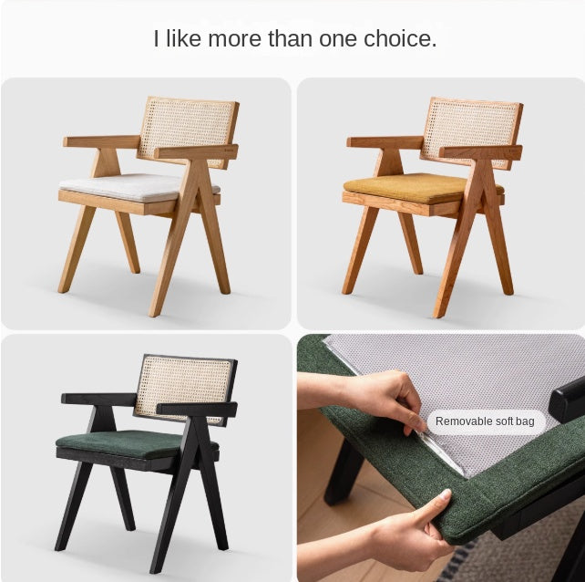 Cherry, Oak, Wax Solid Wood Light Luxury Leisure Dining Chair