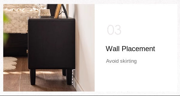 Solid RubberWood Vintage Black Nightstand