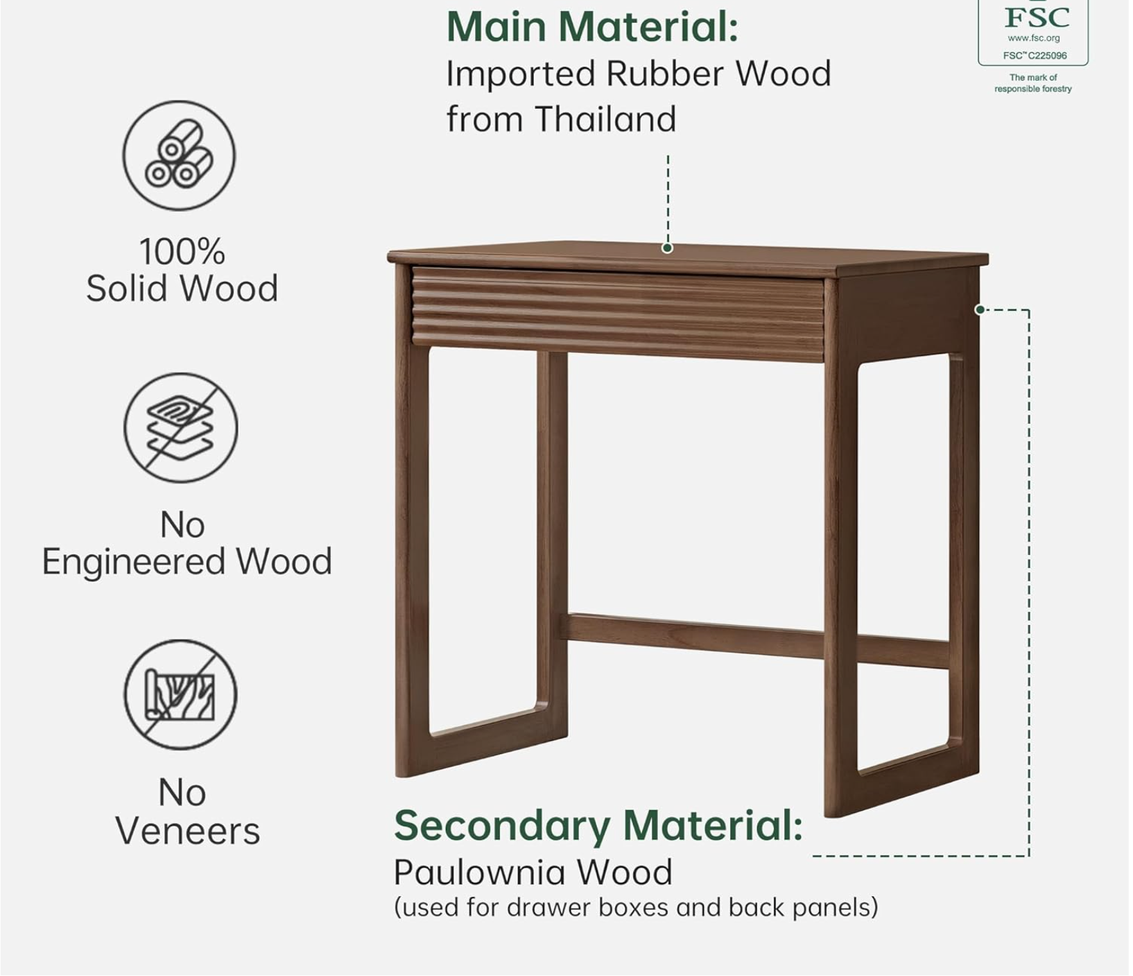 Rubberwood small Desk