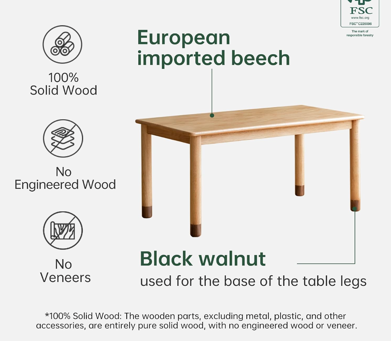 Beech Solid Wood Handmade Kids Study Table