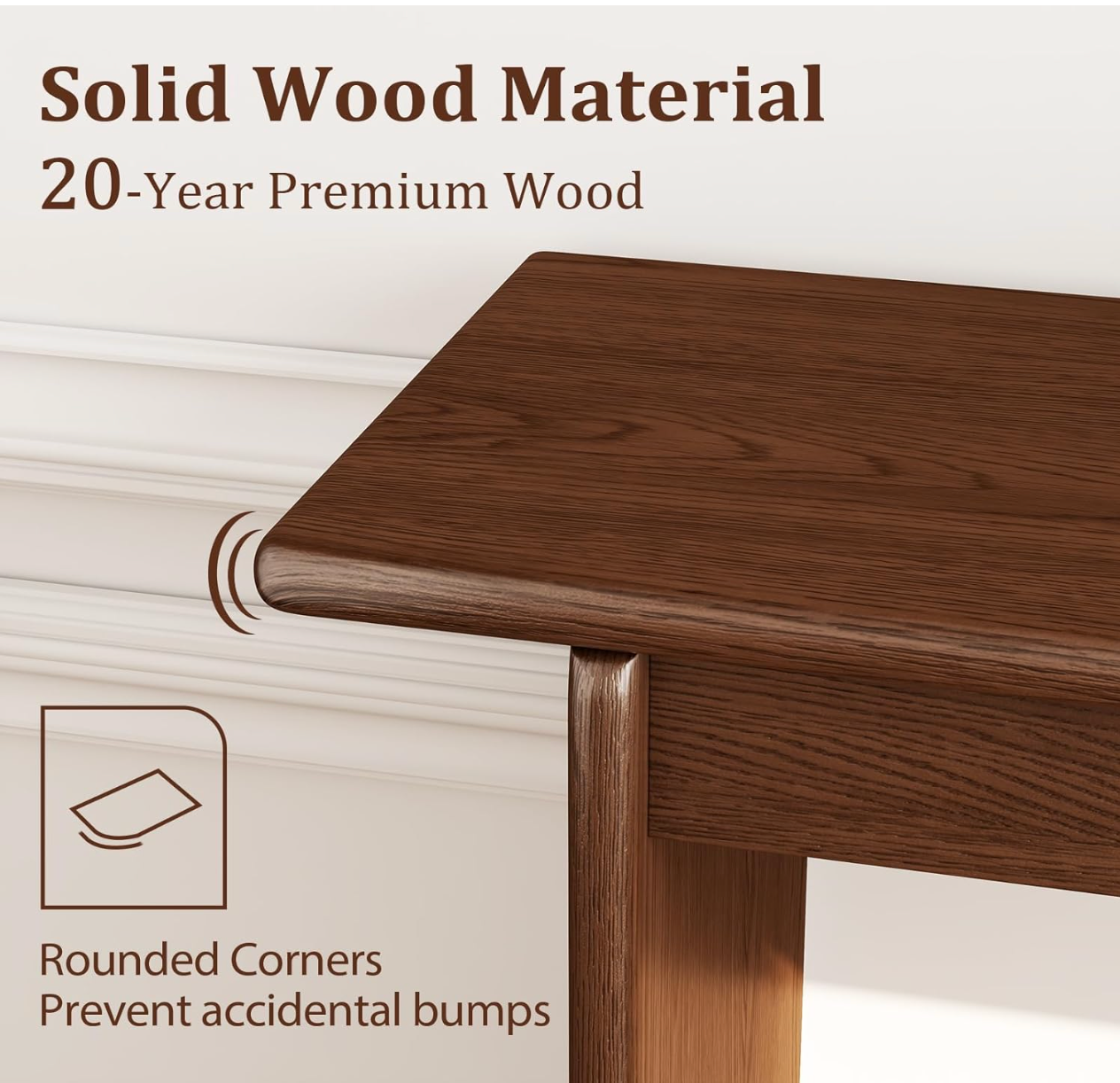 Solid Rubber Wood Narrow Console Table