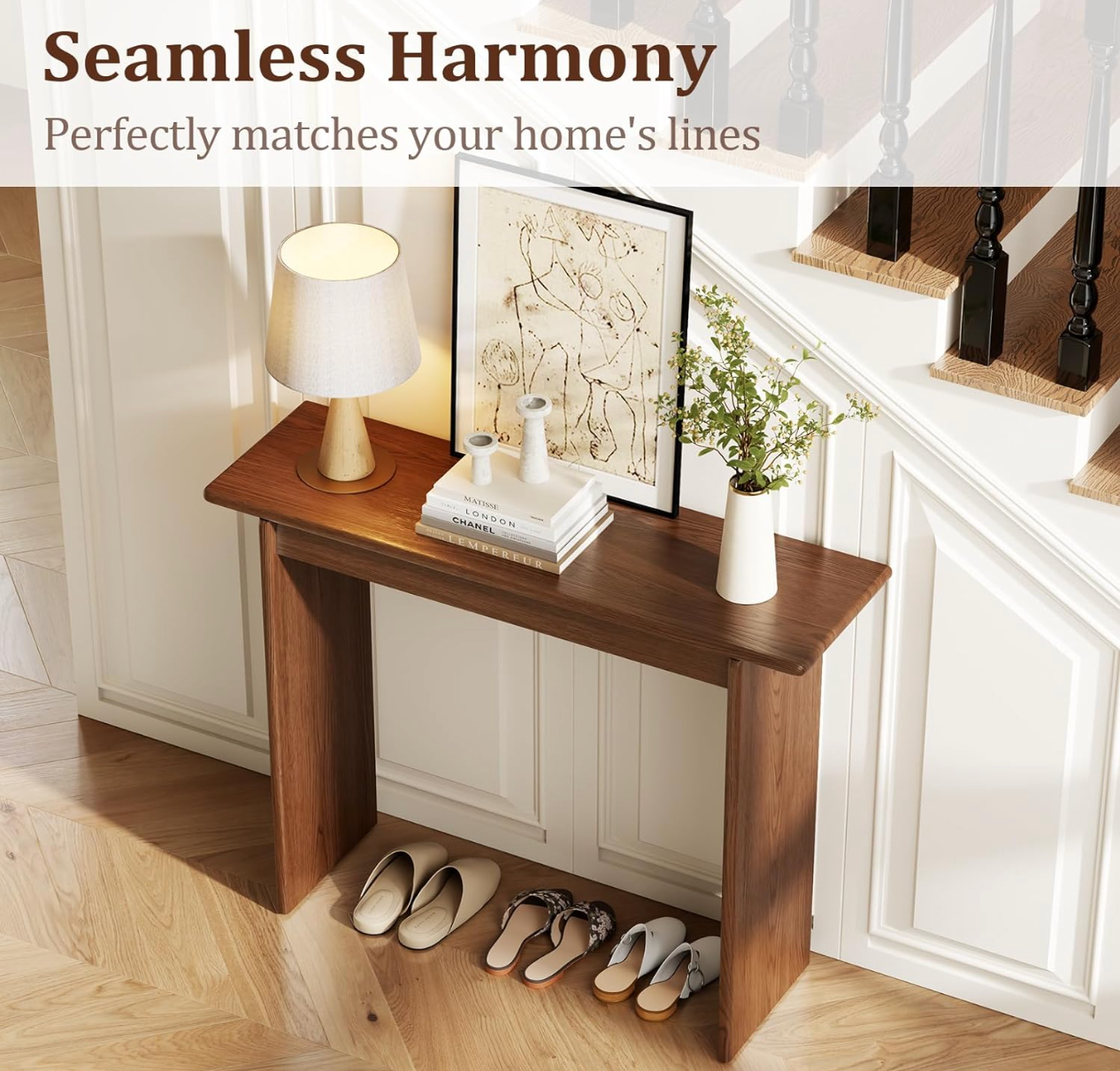 Solid Rubber Wood Narrow Console Table