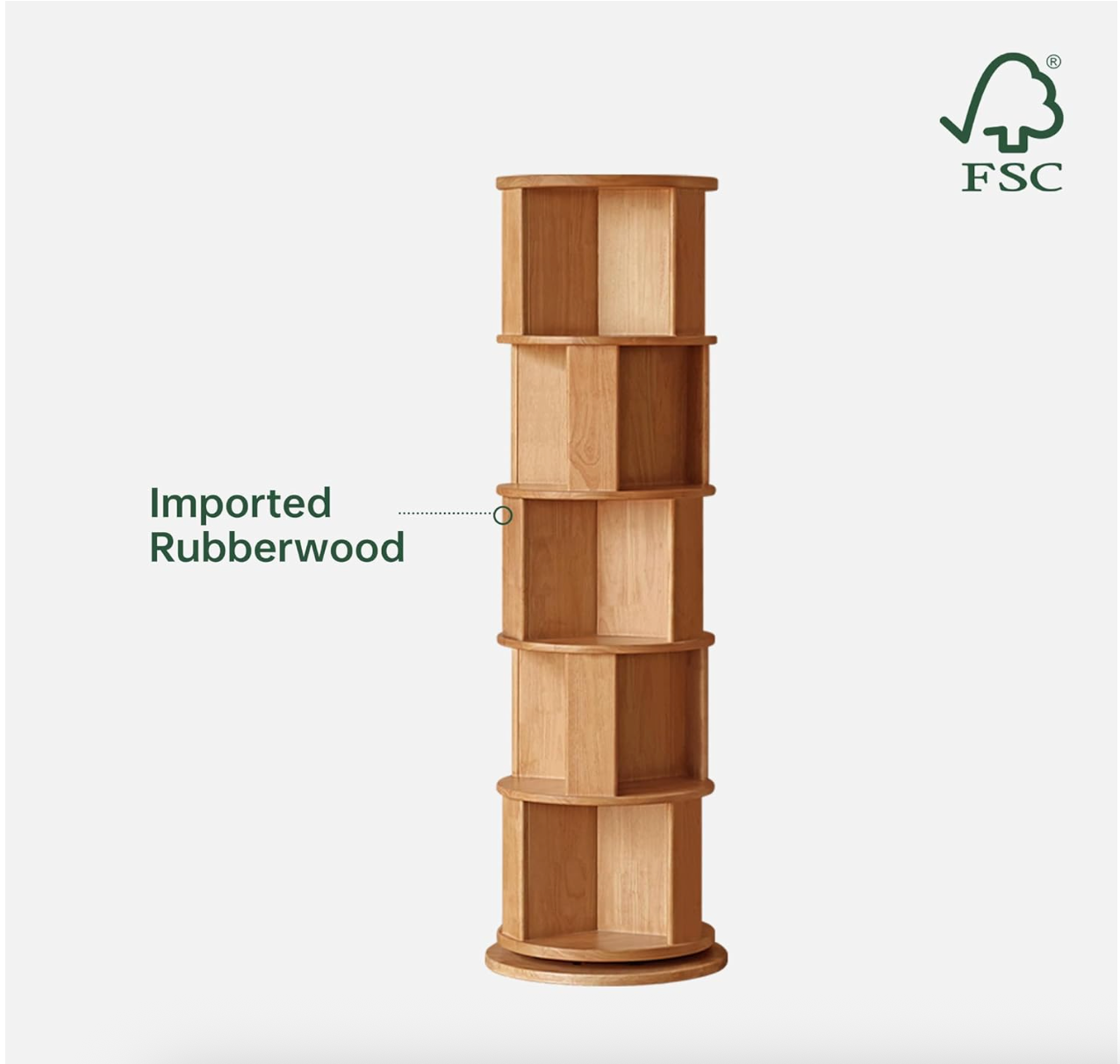 Oak, Rubberwood Multi-Layer Creative Corner Bookshelf