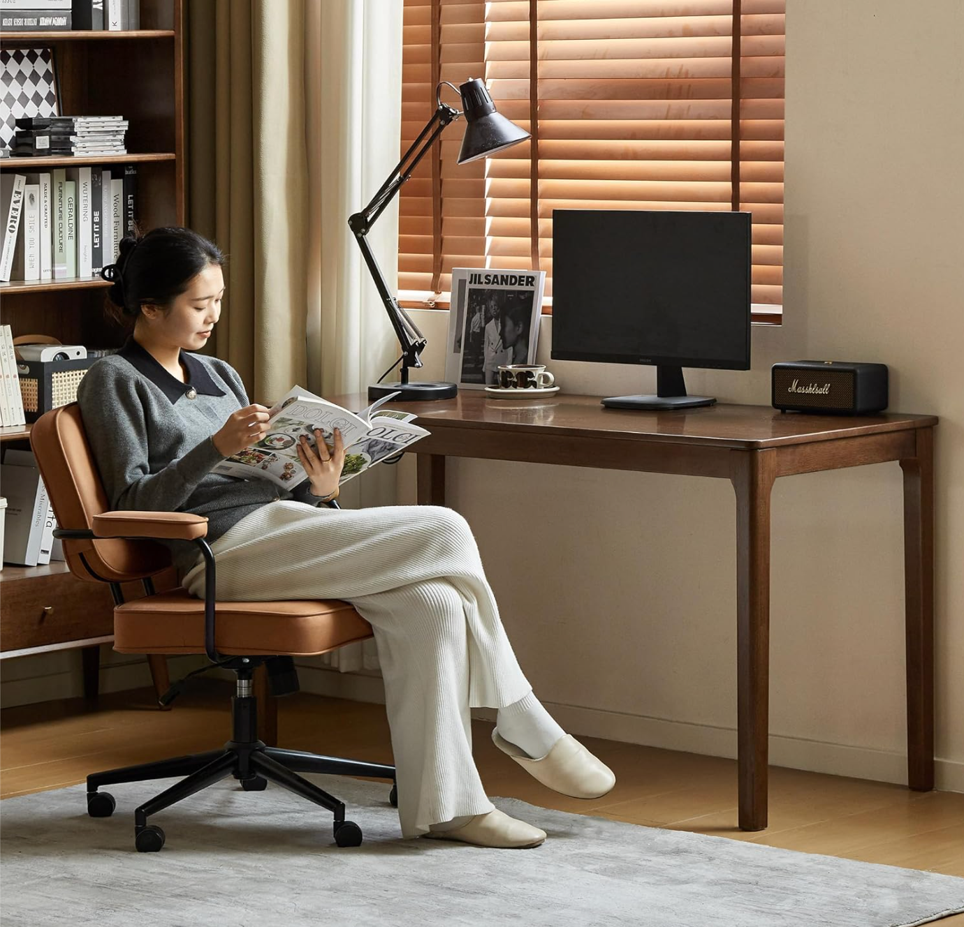 Rubberwood Solid Wood office Desk
