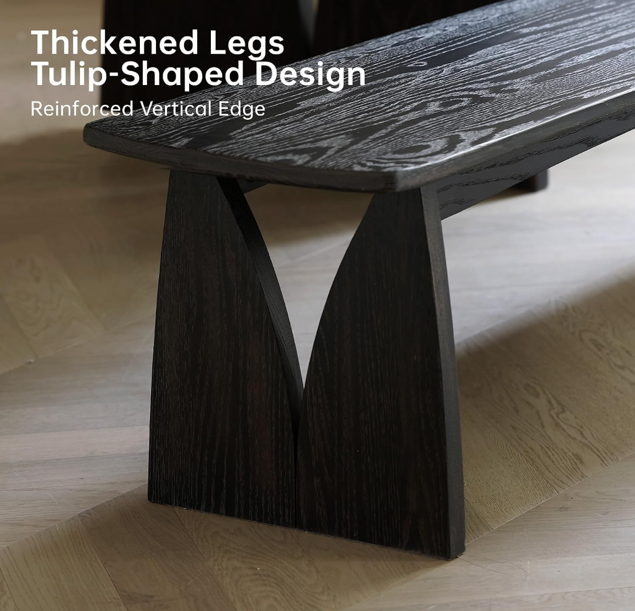 Oak Solid Wood Bench with Tulip Arch Legs