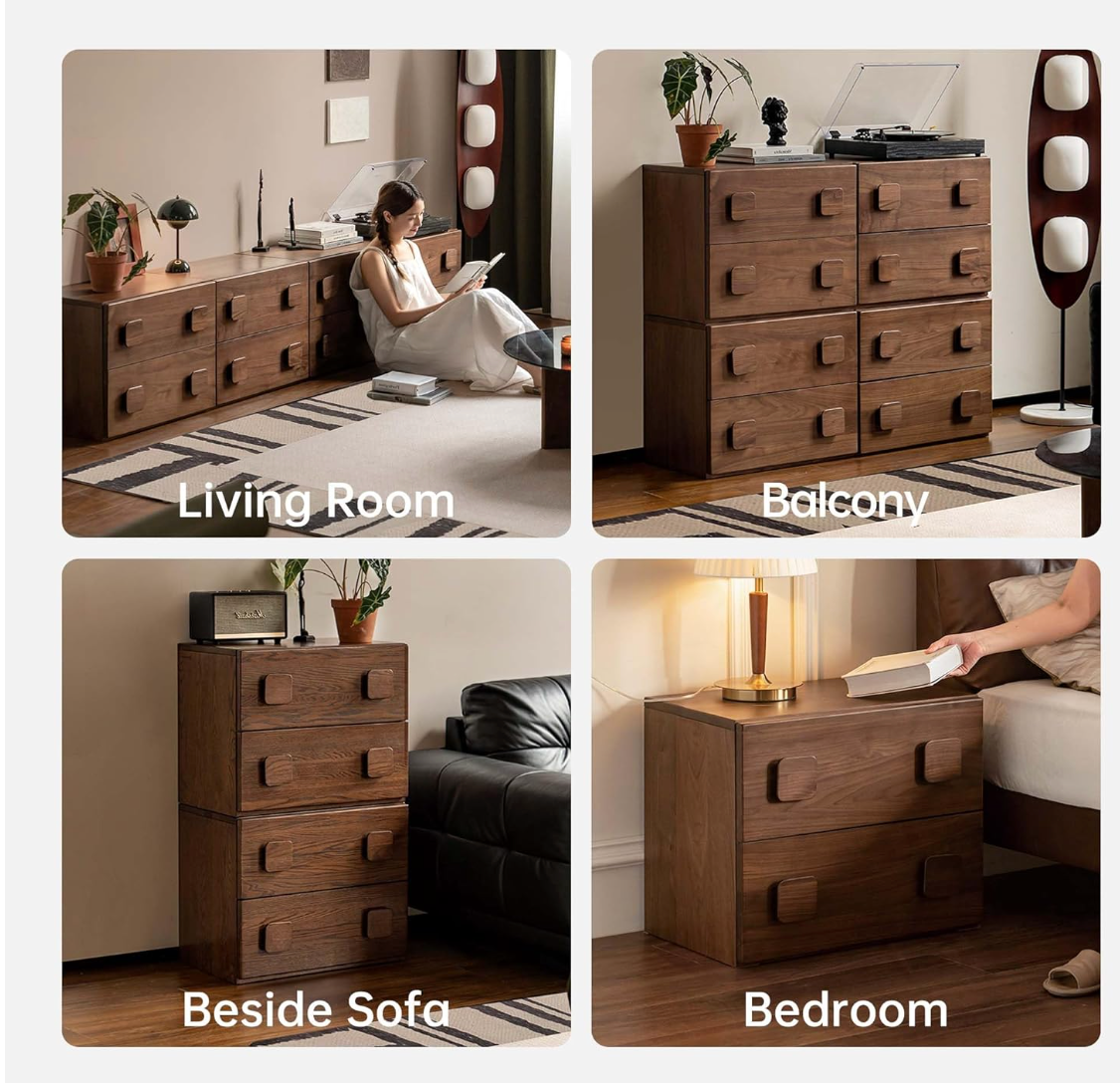 Ash, Rubberwood, Oak Solid Wood Floor-Standing Module Combination TV Stand