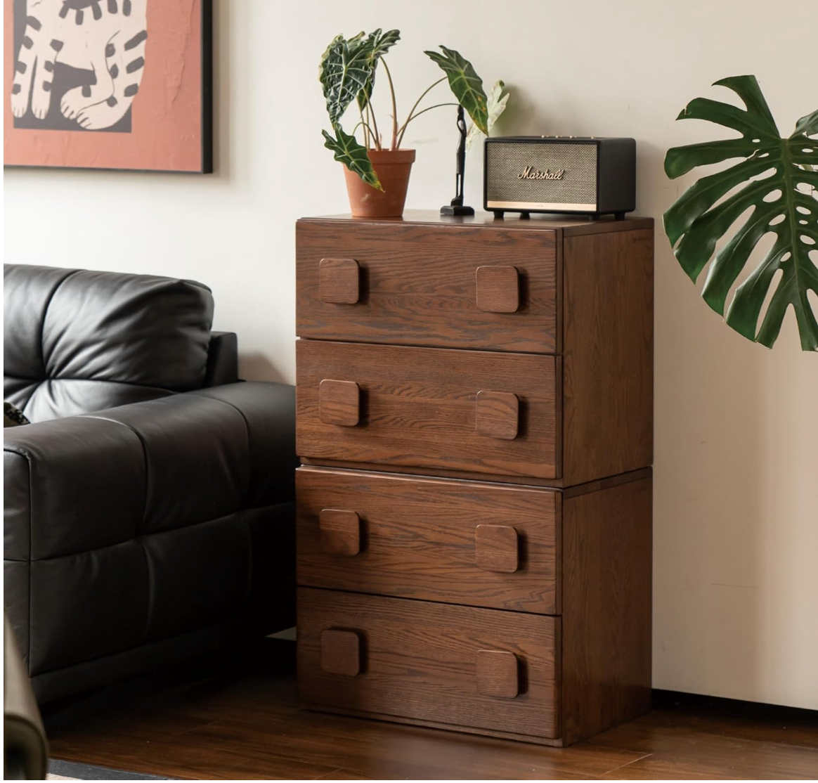 Ash, Rubberwood, Oak Solid Wood Floor-Standing Module Combination TV Stand