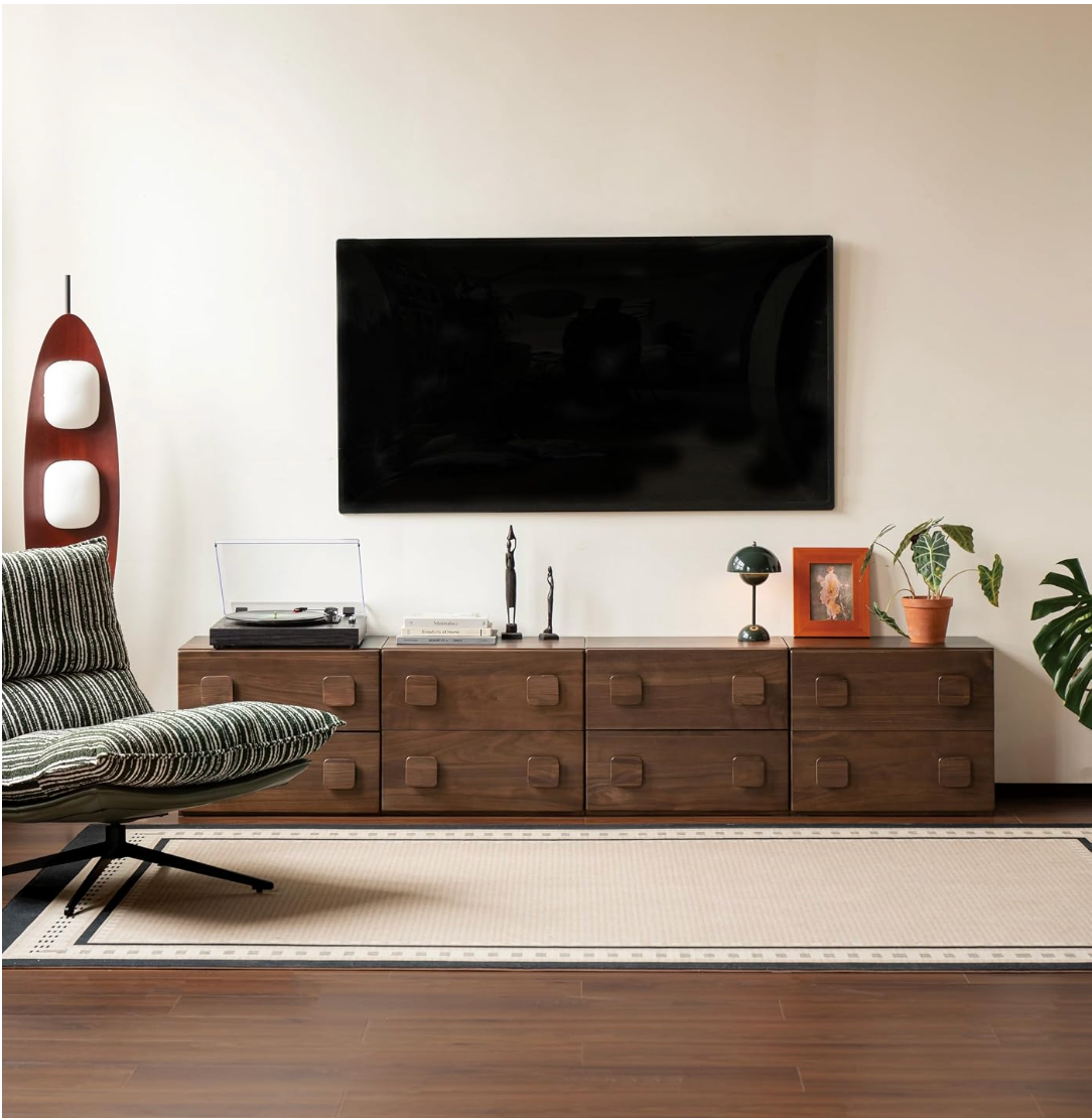 Ash, Rubberwood, Oak Solid Wood Floor-Standing Module Combination TV Stand