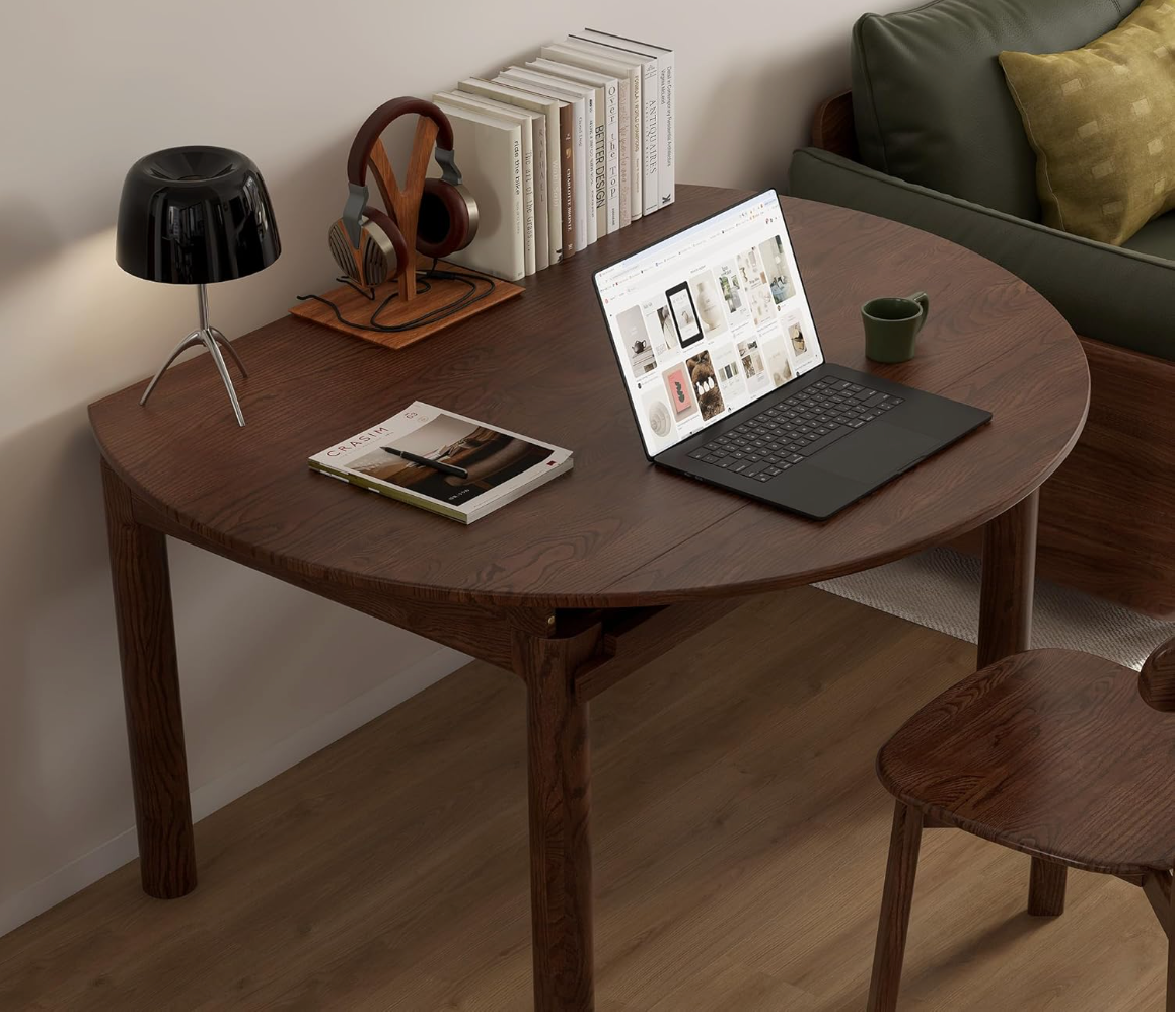 Oak Solid Wood Folding Round Dining Table