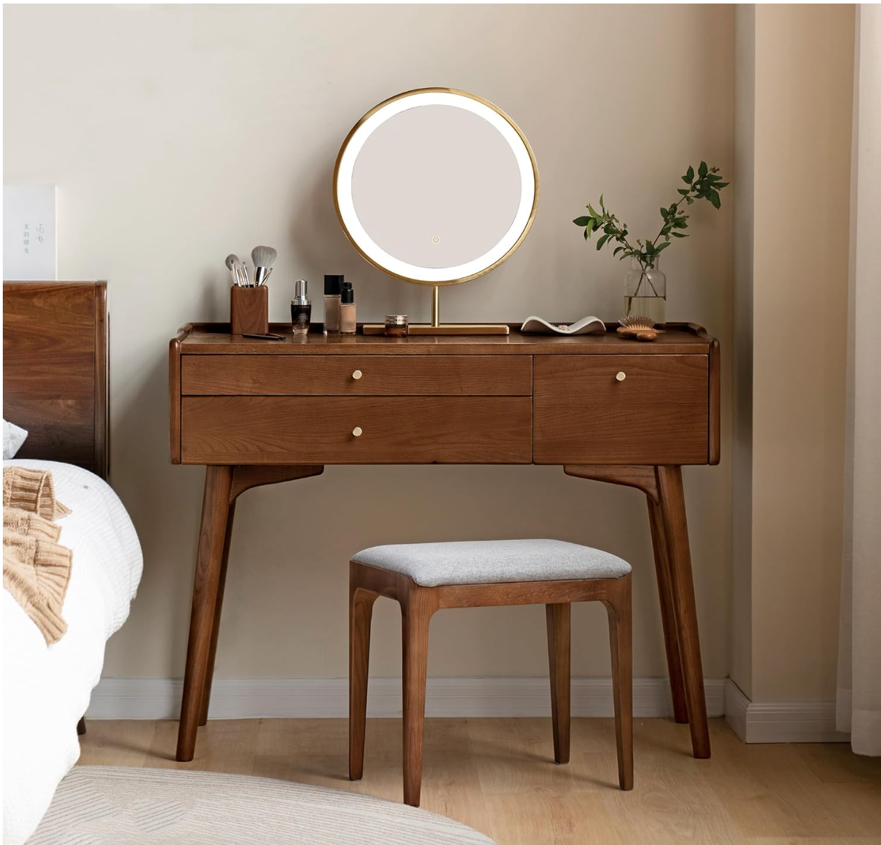 Ash, Cherry, Rubberwood Solid Wood Vanity Table