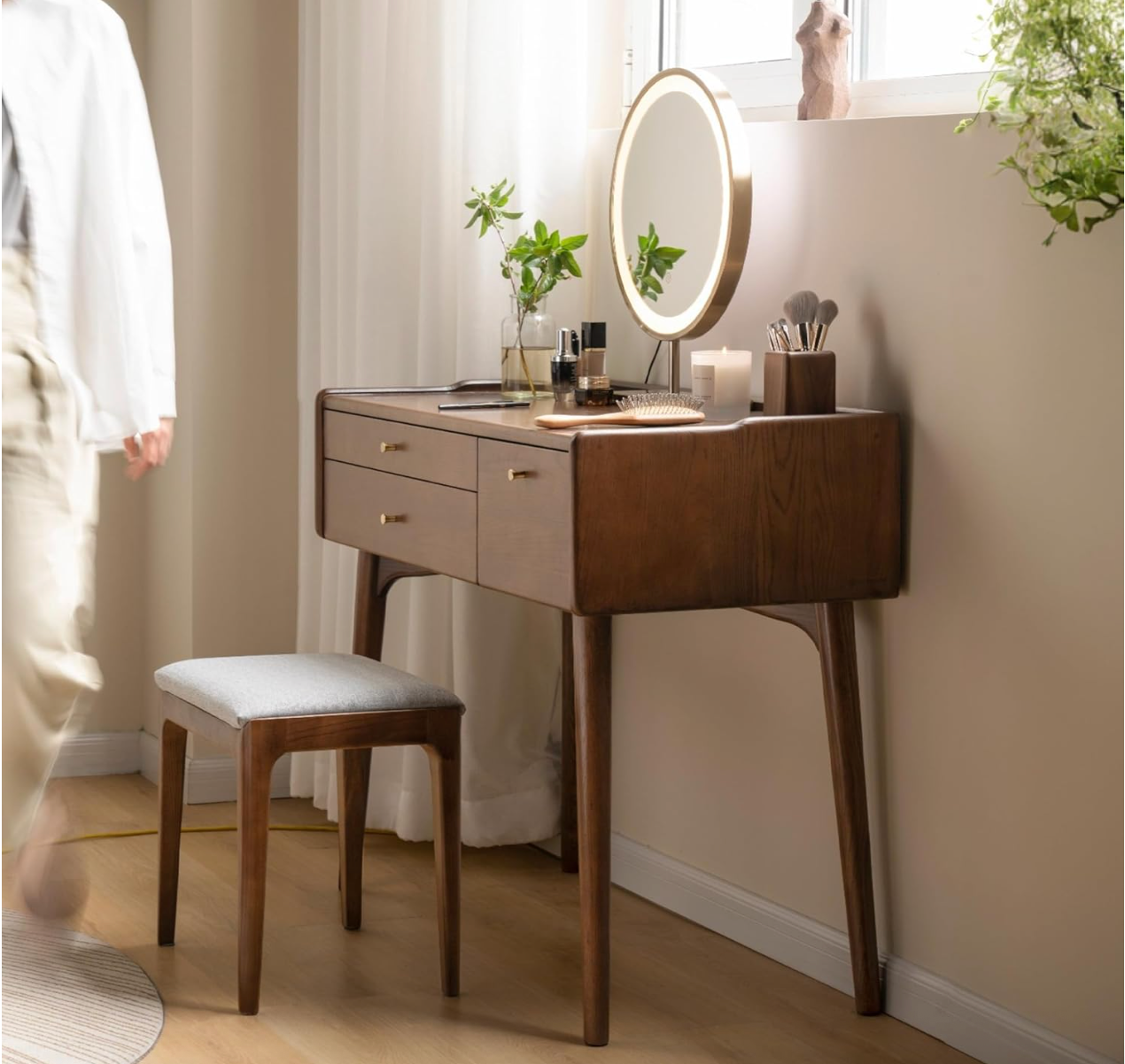Ash, Cherry, Rubberwood Solid Wood Vanity Table