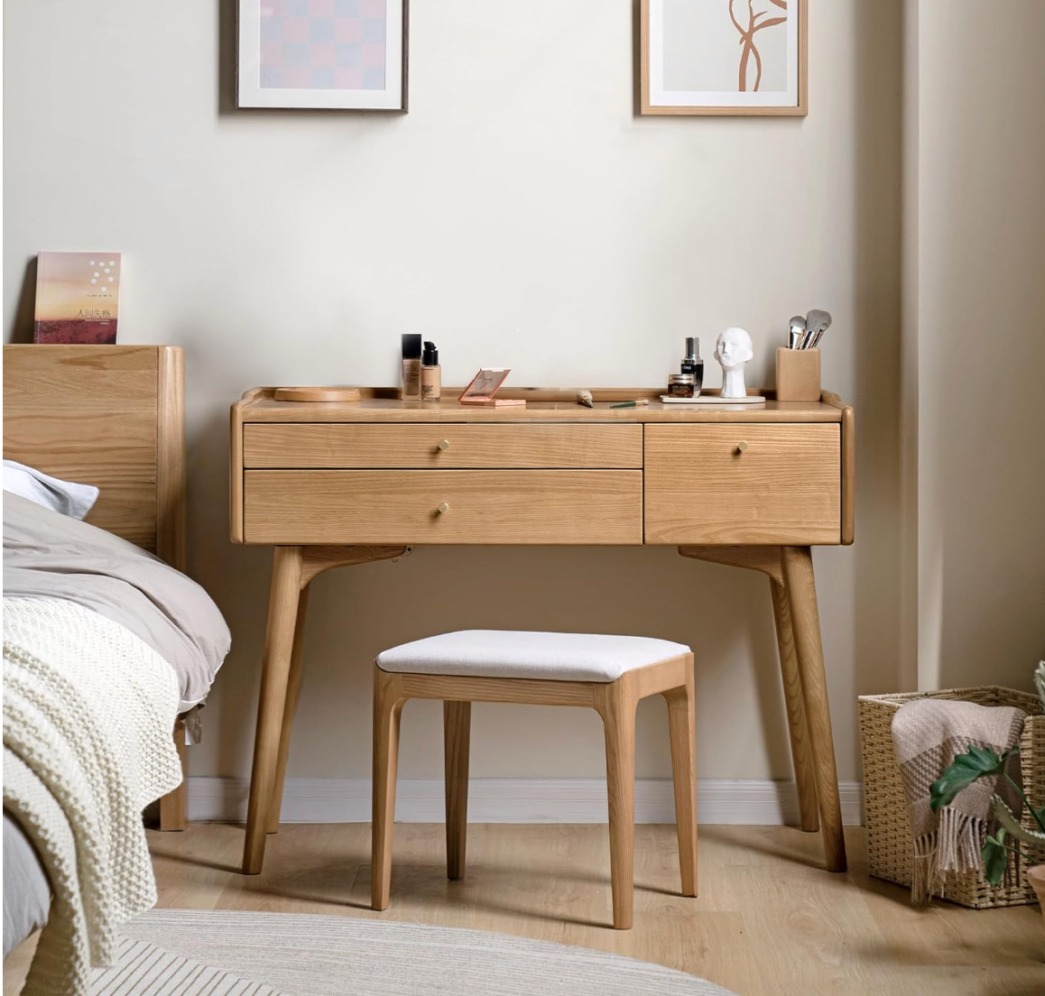 Ash, Cherry, Rubberwood Solid Wood Vanity Table