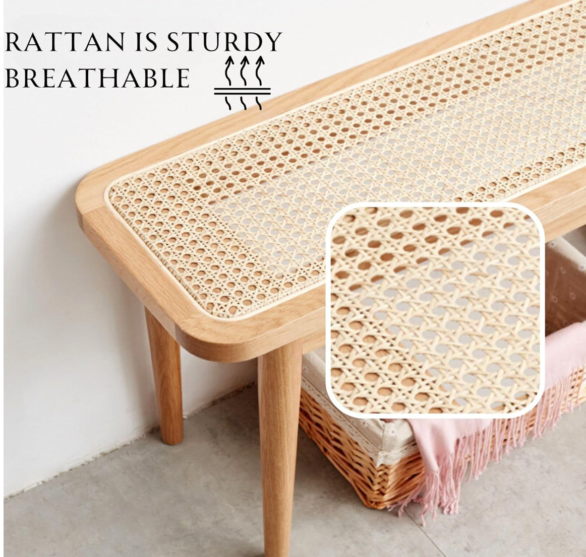 Oak solid wood Corded Bench