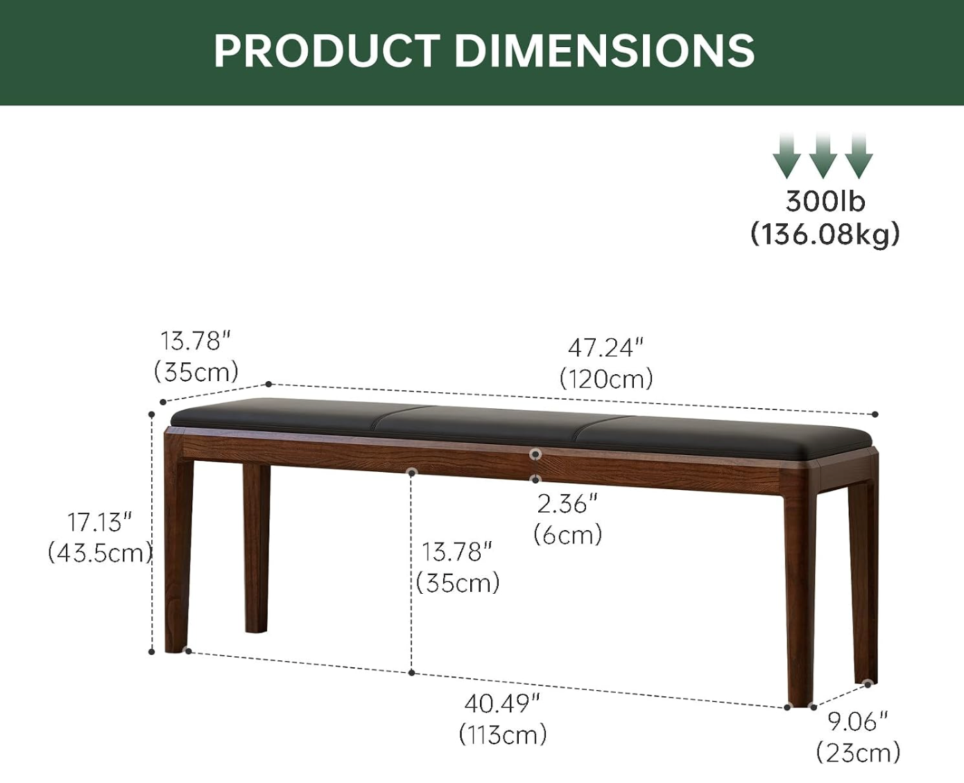 Oak, Rubberwood Solid Wood Leather Channel Tufted Bench