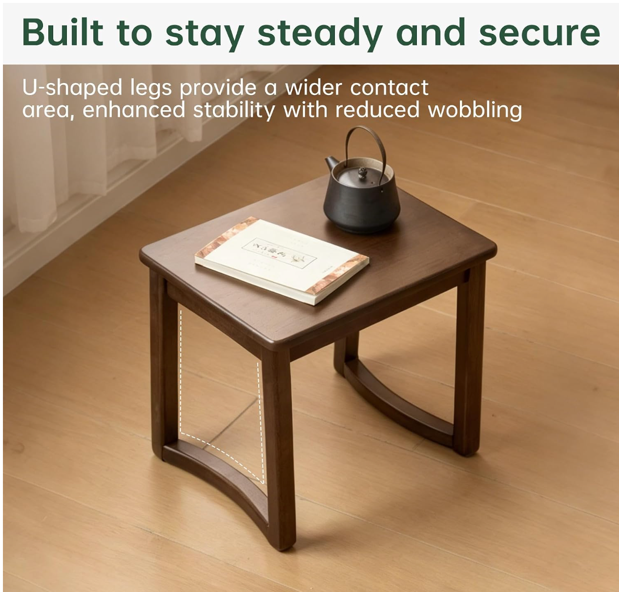 Solid Rubberwood Square Stool